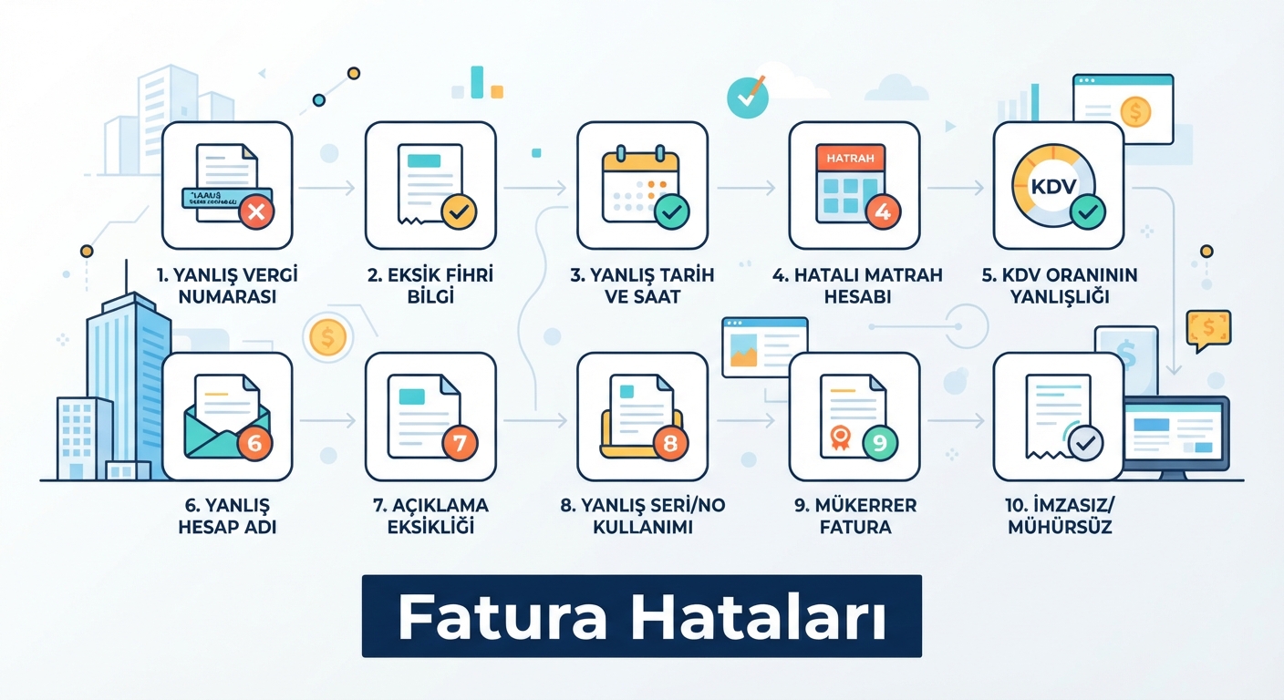 E-arşiv fatura hataları ve çözümleri için minimalist iş grafiği illüstrasyonu.