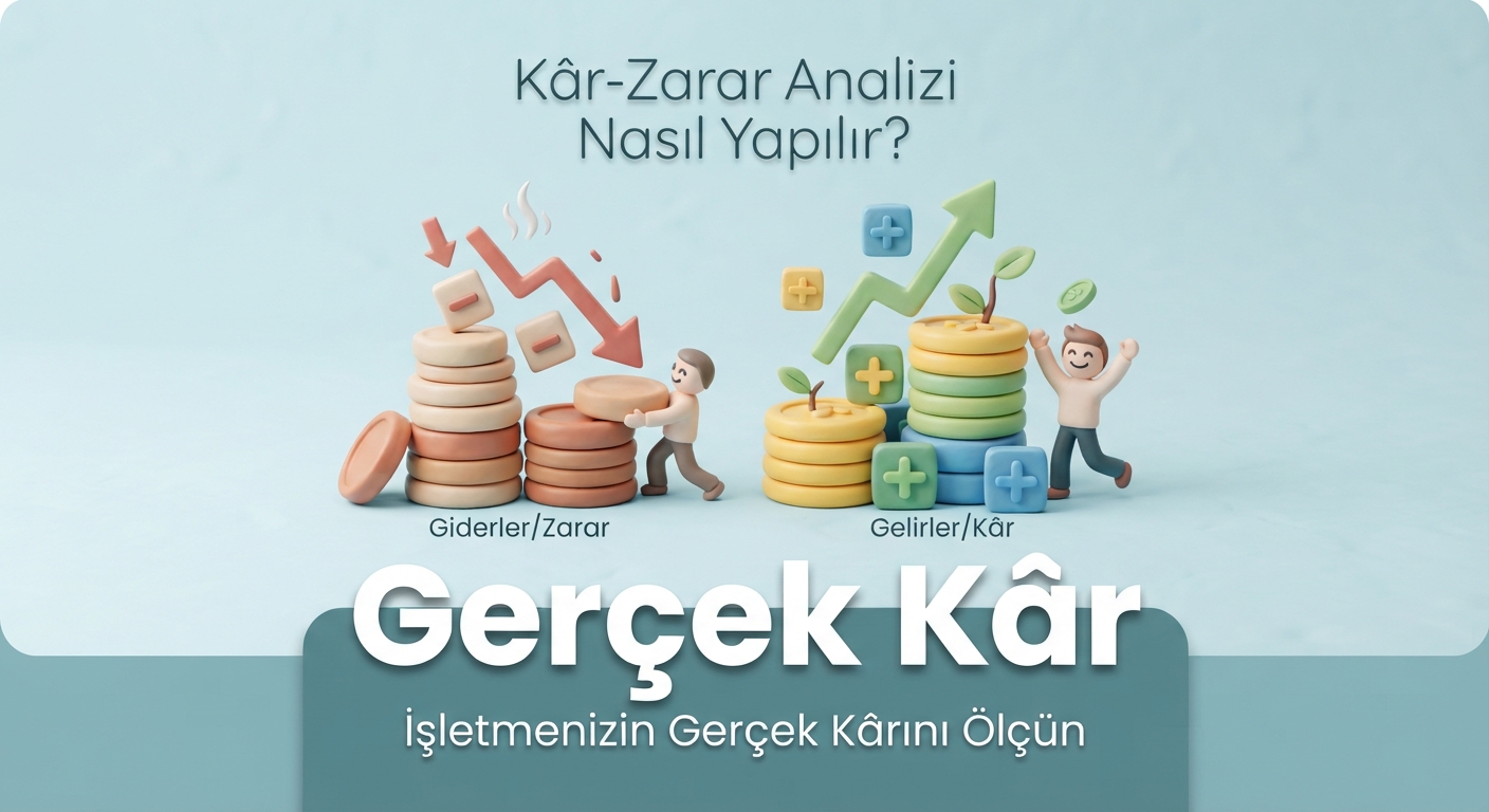 Kâr-zarar analizi ve gerçek kâr ölçümü için 3D kil minimalist görsel.
