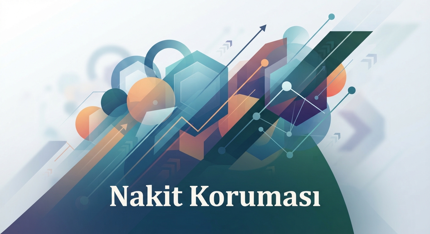 Modern geometrik nakit akış yönetimi görseli: İşletmenizin 2026 finansal sağlığı ve nakit koruması.